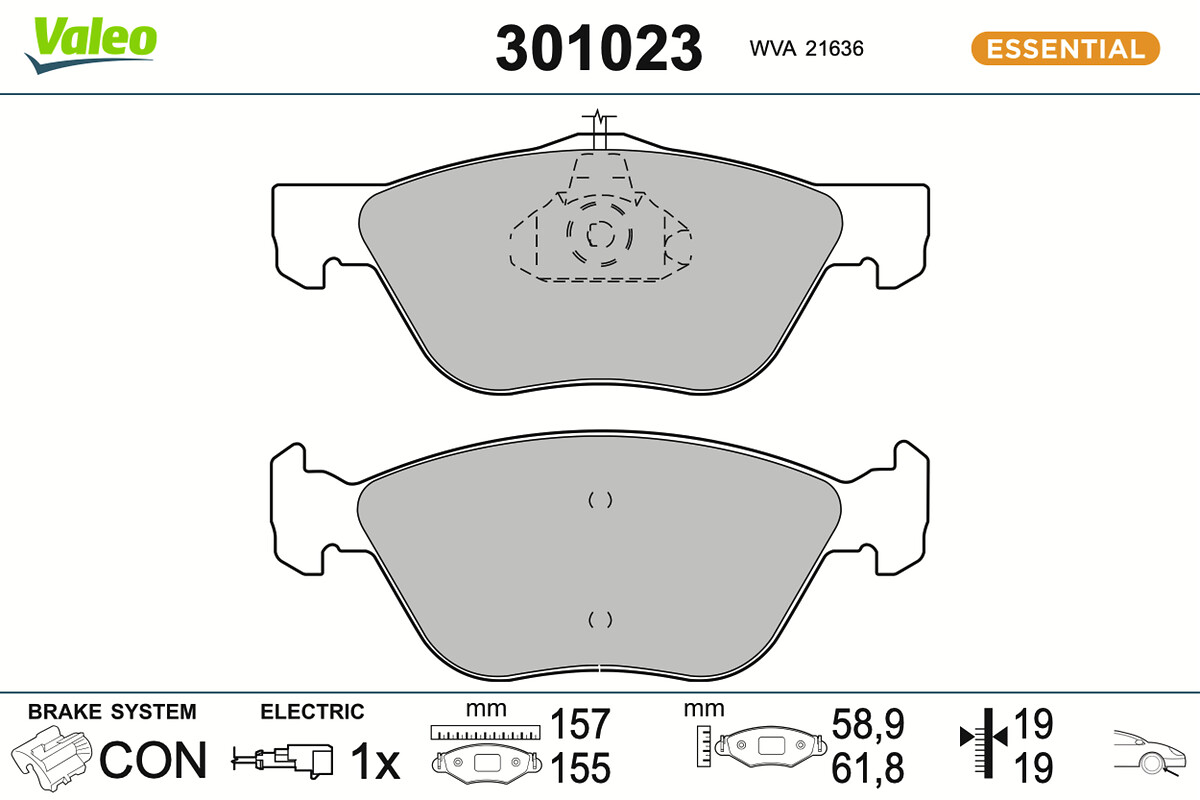 Jeu de 4 plaquettes de frein VALEO ref. 301023